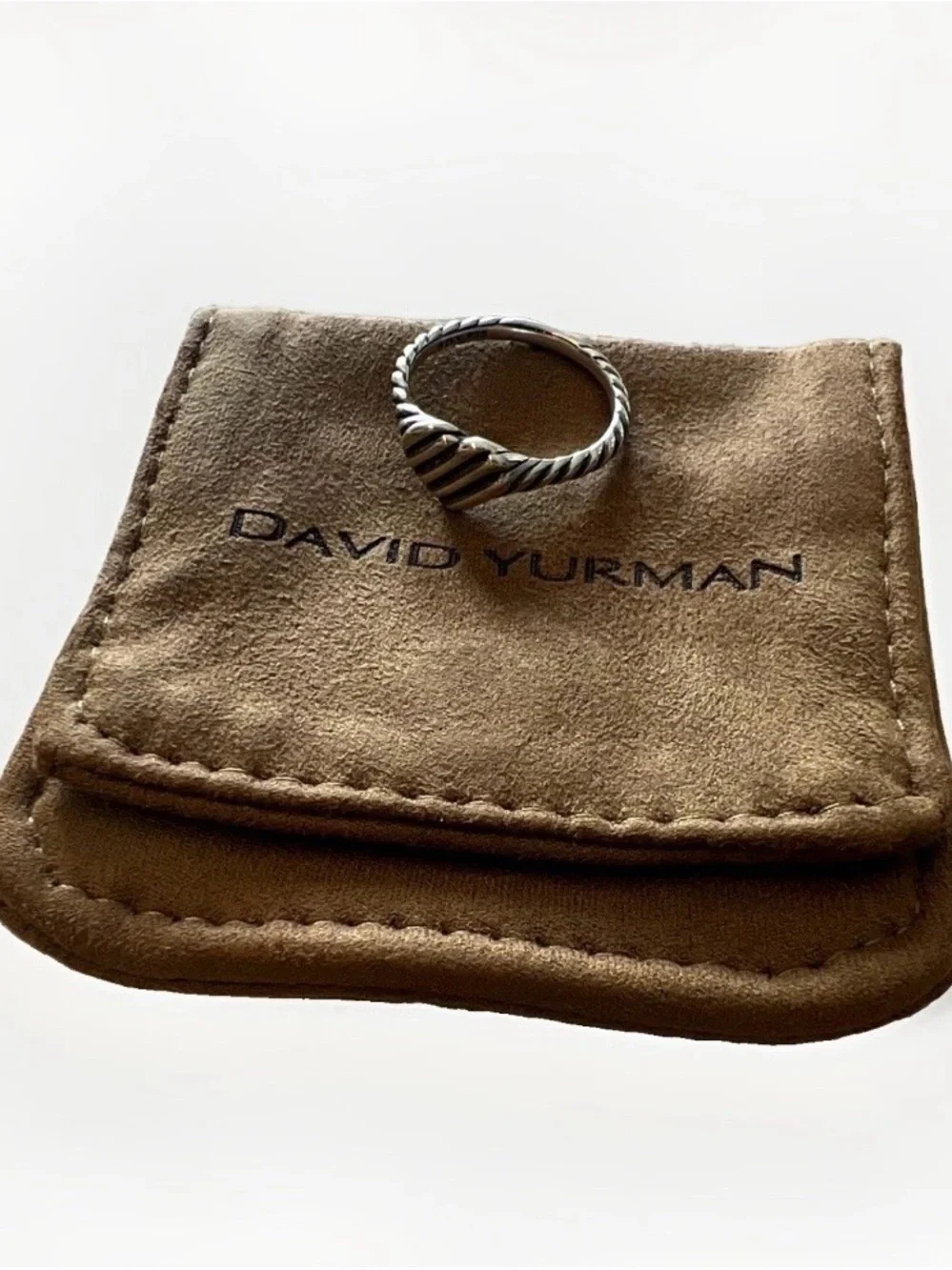 David Yurman Sterling Silver Twisted Cable Signet pinky ring size 4.5